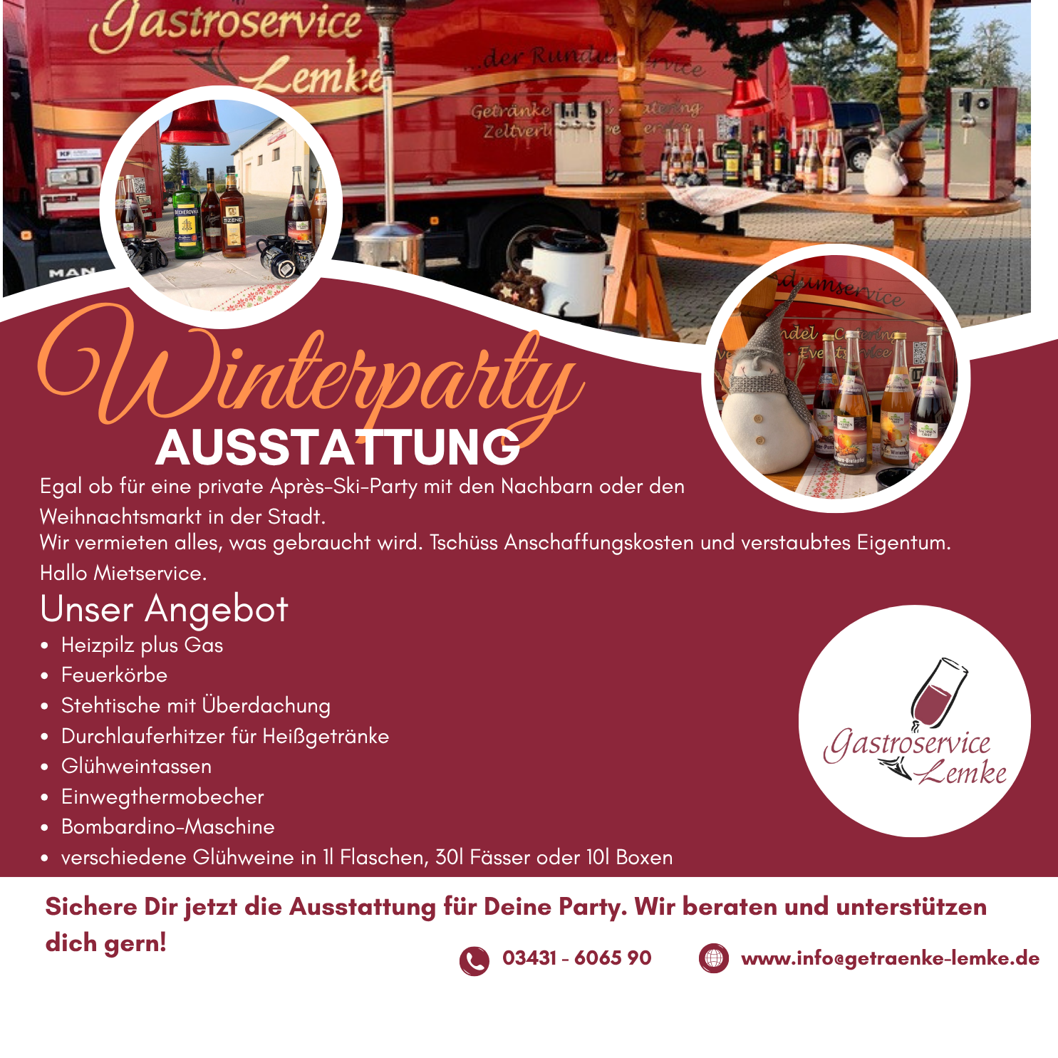 Winterparty Ausstattung Internetseite